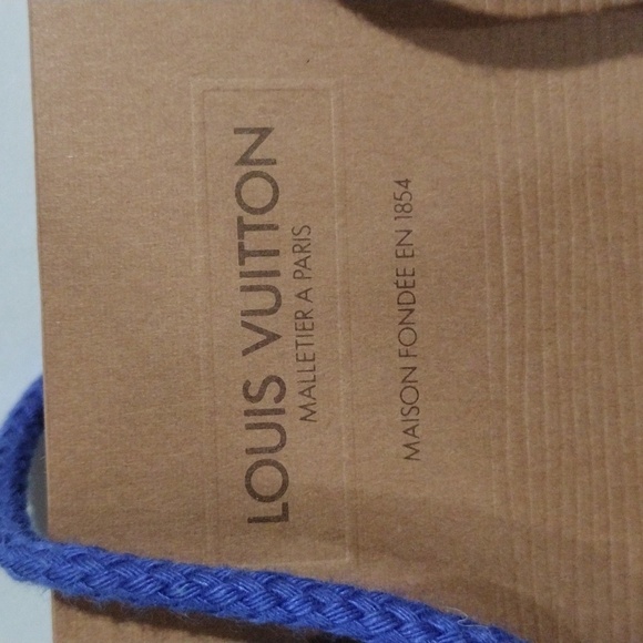 Louis Vuitton Brown & Blue Drawstring Empty Paper Gift Bag/Dust Bag 5.75x8.25x2" - Picture 5 of 7